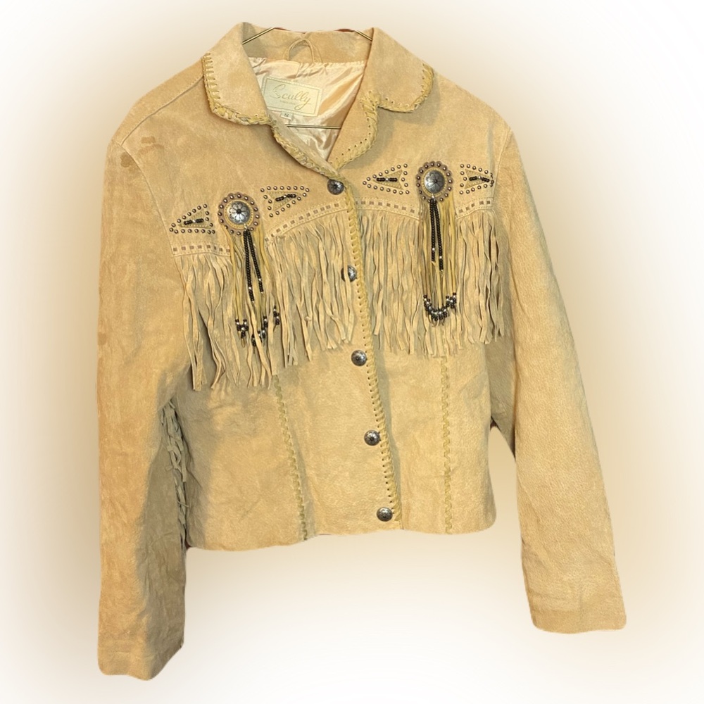 Scully women’s leather/suede western bead trimmed jacket Size S